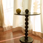 Дизайнерский журнальный стол с основанием в виде черных мраморных бусин Mybimus варинант исполнения - 1 | Loft Concept в Саратове