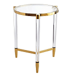 Золотой приставной столик с круглой стеклянной столешницей Weightless Table варинант исполнения - 3 | Loft Concept в Саратове