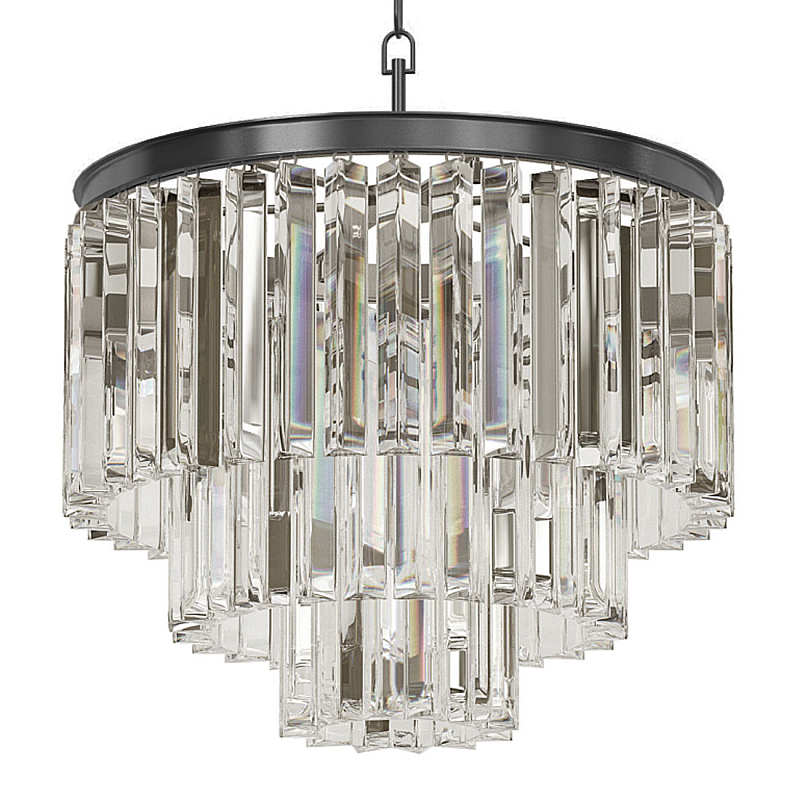 Люстра Odeon Clear Glass Fringe Chandelier - 3 rings Черный в Саратове | Loft Concept 