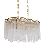 Люстра прямоугольная на цепях с прозрачными трубками и волнистым краем Nembus варинант исполнения - 1 | Loft Concept в Саратове