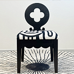 Дизайнерский стул с круглой деревянной спинкой Black and White Clover варинант исполнения - 2 | Loft Concept в Саратове