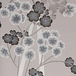 Обои ручная роспись Anemones in Light Dusk colourway on Lilac Hint slub silk варинант исполнения - 1 | Loft Concept в Саратове