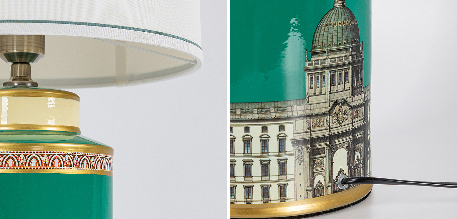 Настольная лампа Old Town Green Lampshade Настольная лампа Old Town Green Lampshade - Loft-Concept в Саратове