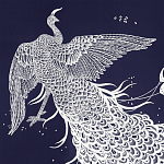 Обои ручная роспись в стиле Арт-деко Whistler Peacocks Special Colourway on Empire Blue dyed silk варинант исполнения - 1 | Loft Concept в Саратове