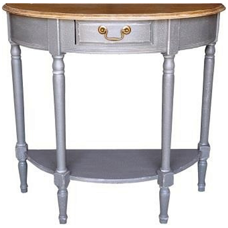 Полукруглая консоль в стиле прованс серая Margery Provence Grey Console Серый Дуб темный Полукруглая консоль в стиле прованс серая Margery Provence Grey Console Серый Дуб темный в Саратове | Loft Concept