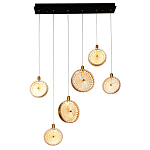 Подвесной светильник с плафонами из рельефного стекла Peony Glass Bronze Six варинант исполнения - 2 | Loft Concept в Саратове