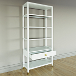 Стеллаж Elsa Dreams White со стеклянными полками и ящиком варинант исполнения - 3 | Loft Concept в Саратове