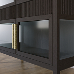 Витрина Primo со стеклянными фасадами и 2 ящиками Темный орех варинант исполнения - 3 | Loft Concept в Саратове