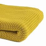 Плед из хлопка жемчужной вязки горчичного цвета Waffle Comfort варинант исполнения - 2 | Loft Concept в Саратове