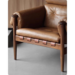 Кресло с деревянным каркасом и обивкой из натуральной кожи Medieval Furniture варинант исполнения - 4 | Loft Concept в Саратове