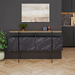 Комод с цветом фасада черный мрамор с деревянной столешницей на металлических ножках HANLEY CONSOLE HITIT BENDIR варинант исполнения - 1 | Loft Concept в Саратове