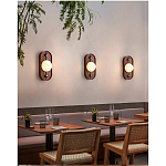 Настенный светильник овальный с деревянным основанием Wood Wall Lamp варинант исполнения - 1 | Loft Concept в Саратове