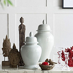 Ваза белая с крышкой однотонная Chinoiserie Ceramics варинант исполнения - 4 | Loft Concept в Саратове