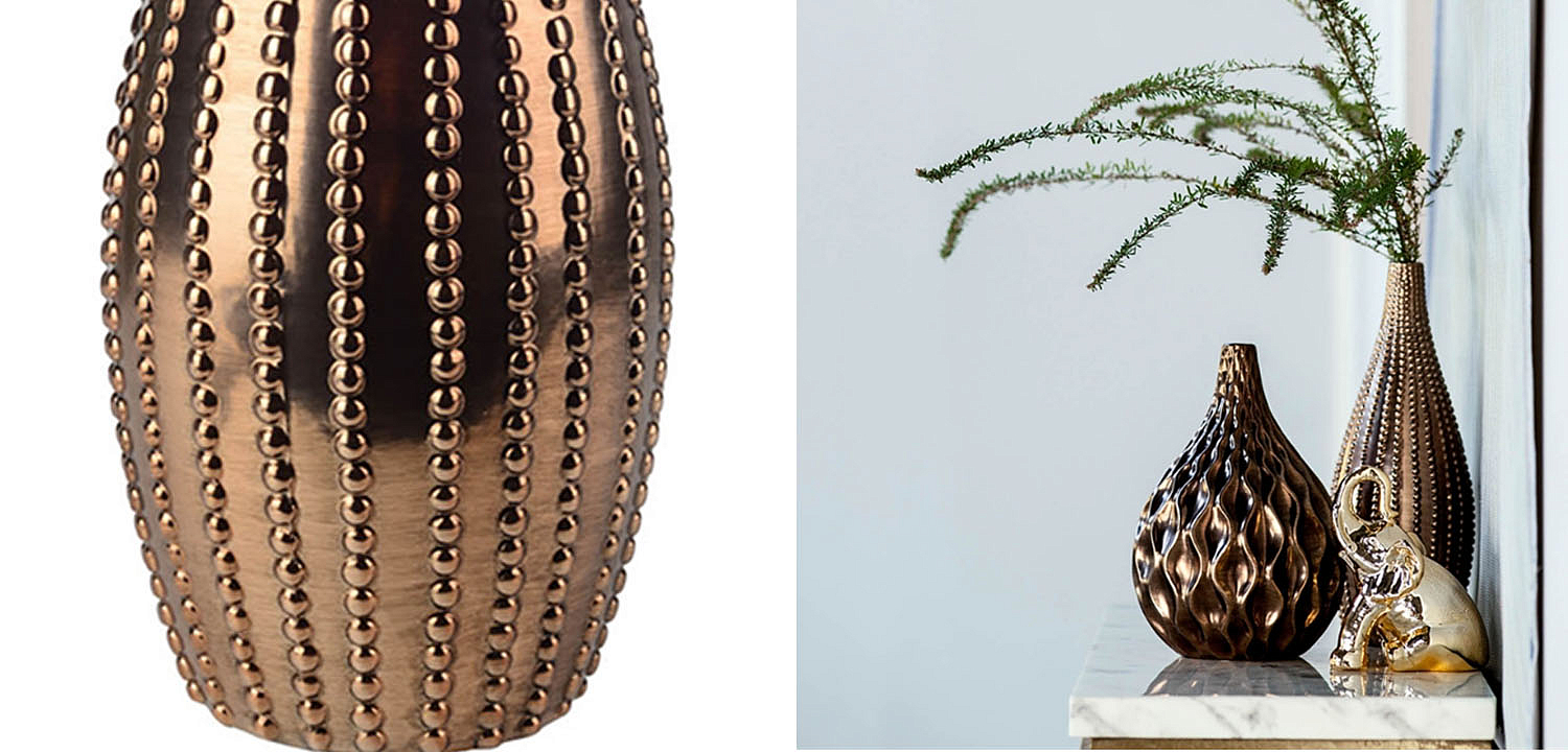 Ваза Ribbed Vase Narrow Throat bronze-gold 38 Ваза Ribbed Vase Narrow Throat bronze-gold 38 - Loft-Concept в Саратове