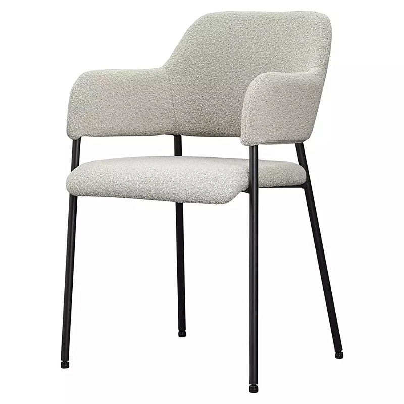 Стул мягкий с подлокотниками Chair Gray Upholstery Boucle Серый Стул мягкий с подлокотниками Chair Gray Upholstery Boucle Серый в Саратове | Loft Concept