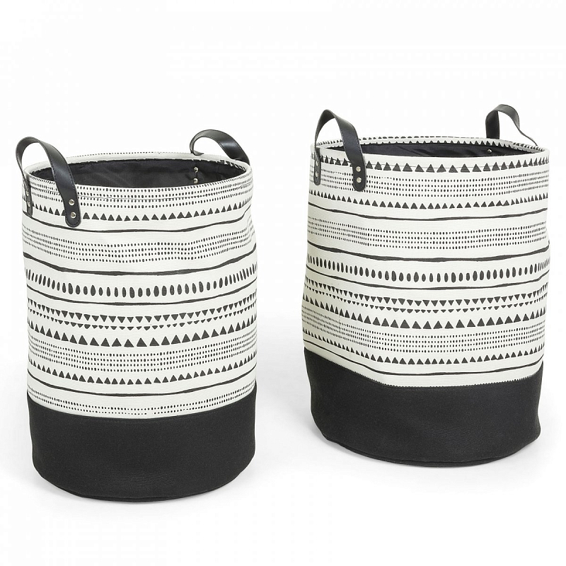 Комплект корзин Black and White Wedges Черно-белый в Саратове | Loft Concept 