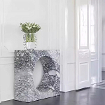 Дизайнерский журнальный стол квадратной формы с круглой нишей Guxawar варинант исполнения - 2 | Loft Concept в Саратове