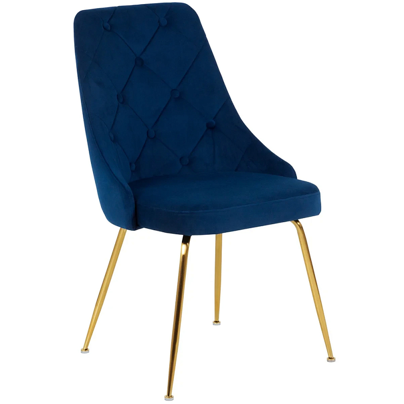 Стул в темно-синей велюровой обивке Ward Dark Blue Velour Chair Золотой Темно-синий Стул в темно-синей велюровой обивке Ward Dark Blue Velour Chair Золотой Темно-синий в Саратове | Loft Concept