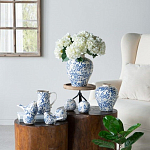 Ваза округлой формы с синим цветочным узором Blue & White Ornament  варинант исполнения - 4 | Loft Concept в Саратове