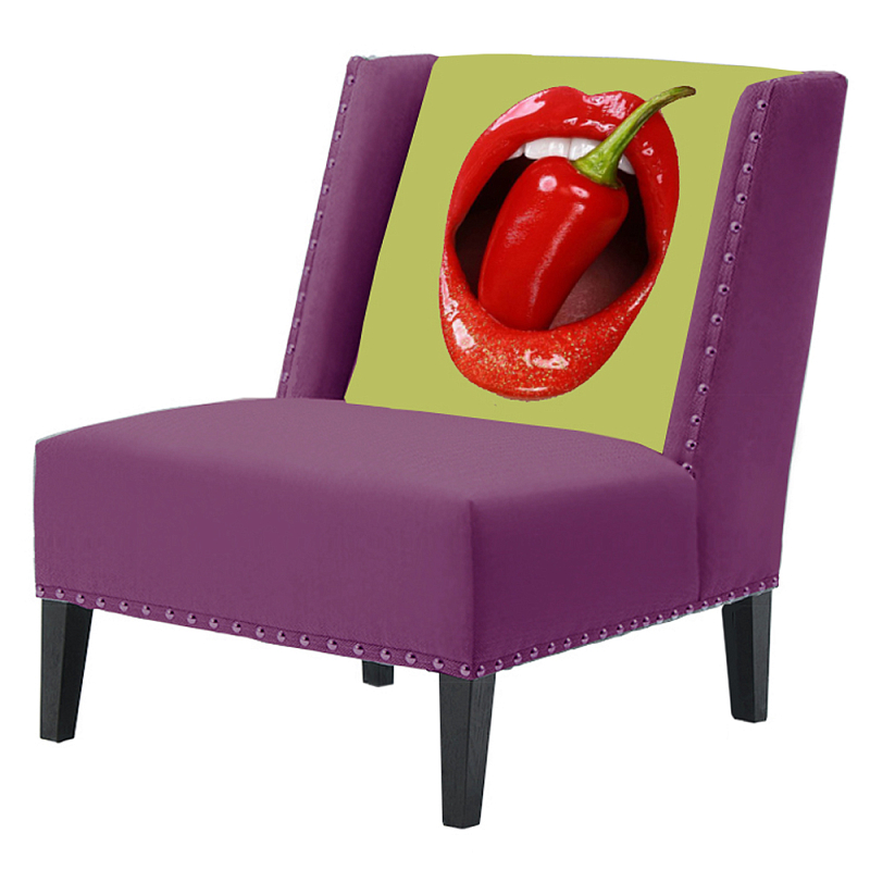 FUN Armchair "Chili Pepper" Purple  Дизайнерское кресло с цветным принтом Баклажан в Саратове | Loft Concept 