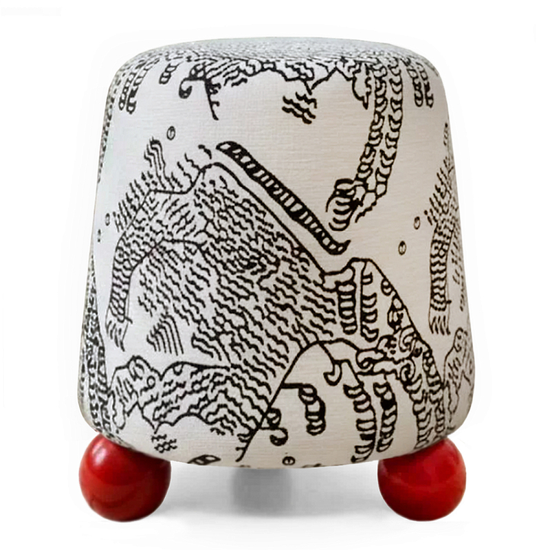 Пуф Wakonda Черно-Белый с красными ножками Белый Черный Красный в Саратове | Loft Concept 