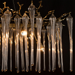 Люстра подвесная прямоугольная с бронзовыми акцентами и прозрачными стеклянными каплями Droplet Chandelier варинант исполнения - 6 | Loft Concept в Саратове