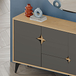 Комод цвета древесины с 3-мя дверцами и выдвижным ящиком темно-серого цвета SPARK CONSOLE OAK ANTHRACITE варинант исполнения - 3 | Loft Concept в Саратове