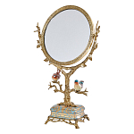 Зеркало с бронзовой подставкой в виде дерева и фарфоровыми птичками на голубом основании Eden Garden варинант исполнения - 1 | Loft Concept в Саратове