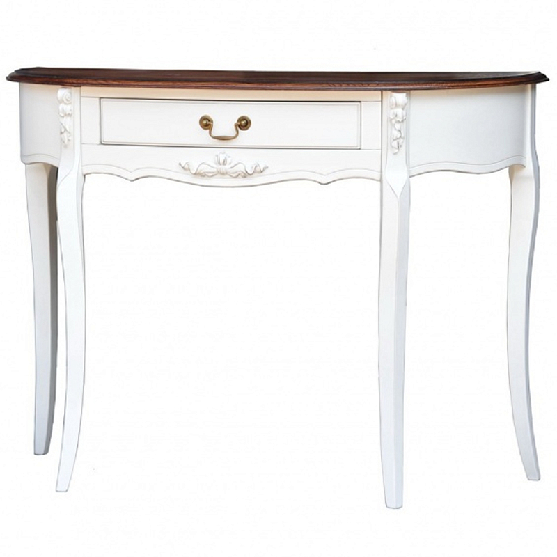 Деревянная консоль с ящиком в стиле прованс Hadrienne Montmartre Provence Connsole Table Белый Орех в Саратове | Loft Concept 