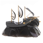 Часы настольные в виде парусника из натурального камня Обсидиан Sailboat Stone Clock варинант исполнения - 6 | Loft Concept в Саратове