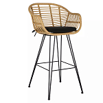Стул барный с ротанговым плетением Half Bar Chair with Wicker с подлокотниками варинант исполнения - 2 | Loft Concept в Саратове