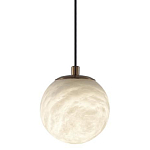 Подвесной светильник с шарообразным плафоном из белого алебастра Cryptocrystalline Stone варинант исполнения - 1 | Loft Concept в Саратове