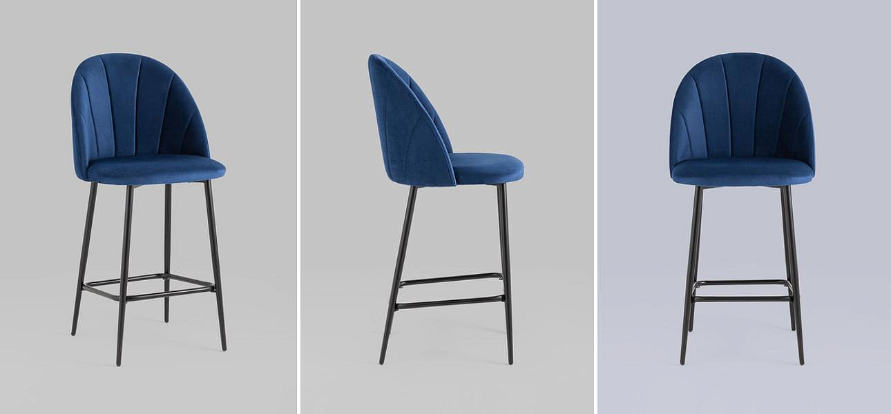 Барный Стул Balsari S Chair Синий Велюр Барный Стул Balsari S Chair Синий Велюр - Loft-Concept в Саратове