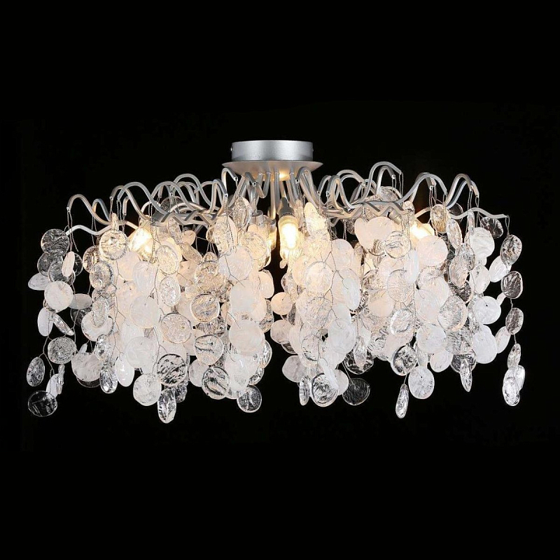 Потолочный светильник FAIRYTREE Chandelier 8 Белый Серебряный Прозрачное Стекло в Саратове | Loft Concept 