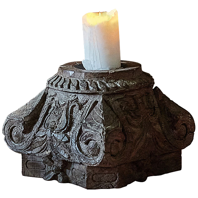Подсвечник из массива тика Antique Solid Teak Candle Holder Коричневый Подсвечник из массива тика Antique Solid Teak Candle Holder Коричневый в Саратове | Loft Concept