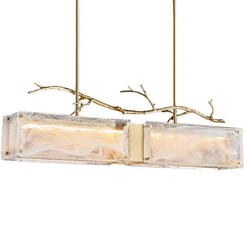 Люстра прямоугольная из фактурного стекла Chandelier Beam Латунь Прозрачный Люстра прямоугольная из фактурного стекла Chandelier Beam Латунь Прозрачный в Саратове | Loft Concept