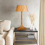 Настольная лампа со скошенным конусовидным абажуром и фигурной ножкой в цвете тик Accord Lighting варинант исполнения - 7 | Loft Concept в Саратове