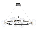 Люстра подвесная круглая с 12-ю прозрачными куполообразными плафонами и черным металлическим основанием Flos Wireline Lighting варинант исполнения - 1 | Loft Concept в Саратове