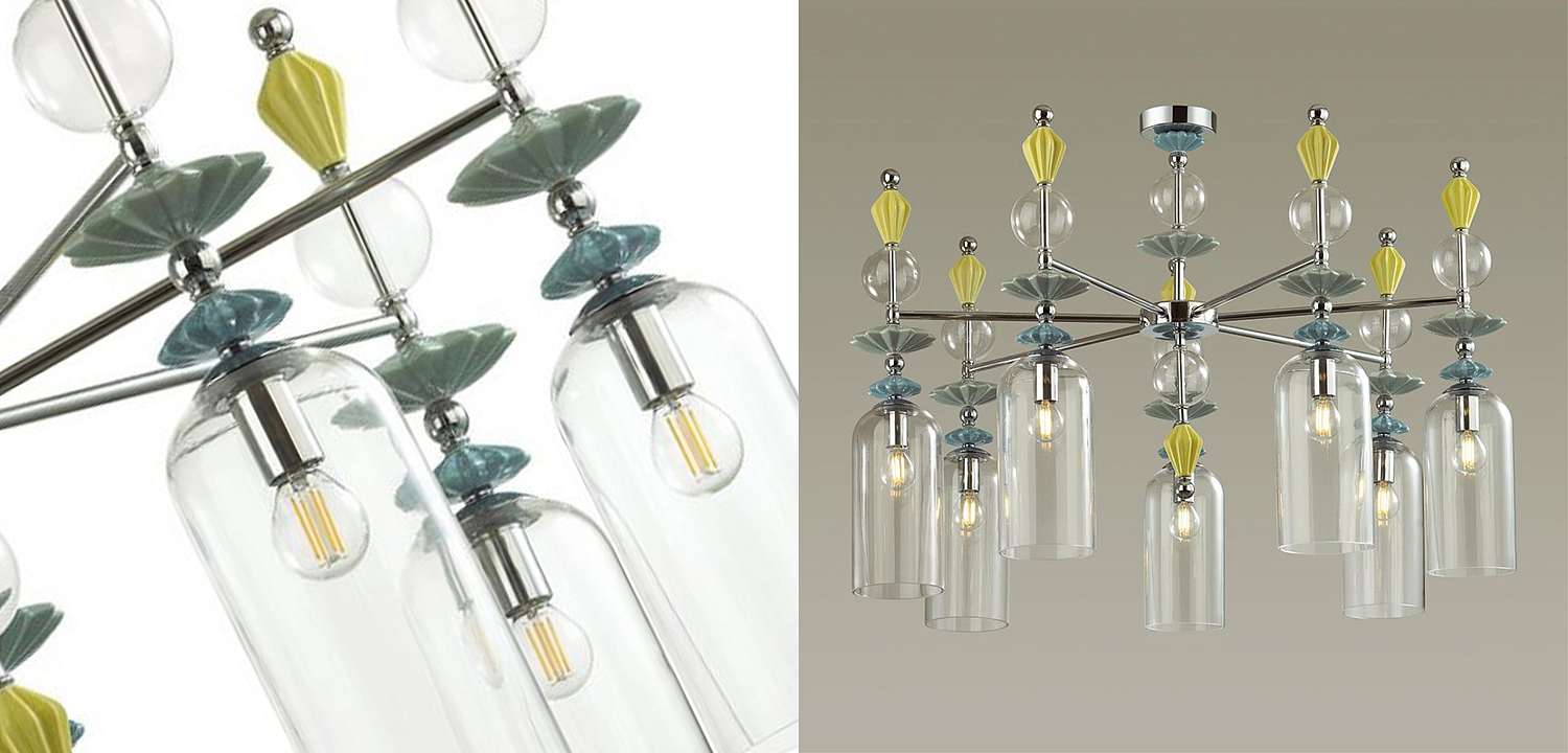 Люстра Iris Glass Chandelier candy 7 chrome Люстра Iris Glass Chandelier candy 7 chrome - Loft-Concept в Саратове