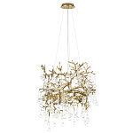 Подвесная люстра в виде ветвей деревьев золотого цвета с прозрачными подвесками-каплями 8 и 14 ламп Droplet Chandelier варинант исполнения - 2 | Loft Concept в Саратове