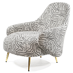 Кресло мягкое с принтом на золотистых ножках Onlooker варинант исполнения - 5 | Loft Concept в Саратове