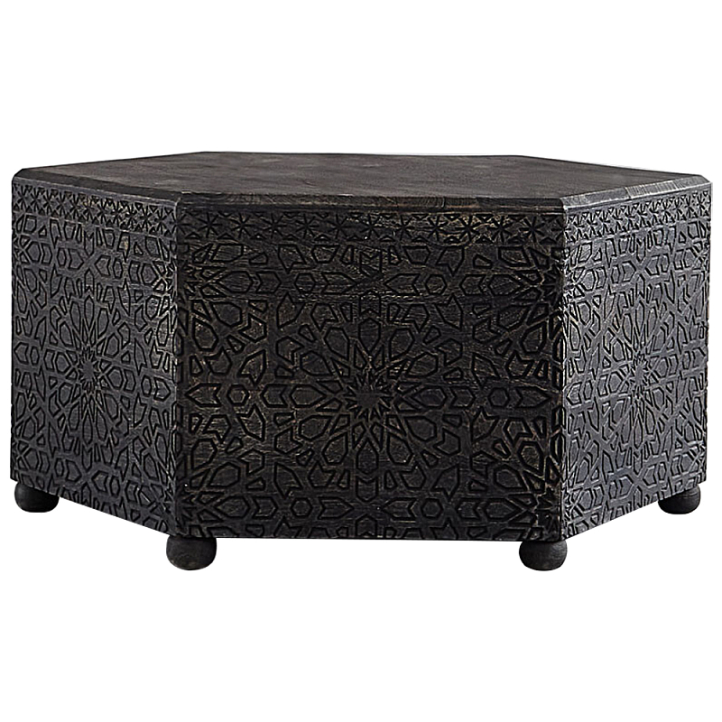 Кофейный стол из массива манго с резьбой Grey Mango Coffee Table Серый Кофейный стол из массива манго с резьбой Grey Mango Coffee Table Серый в Саратове | Loft Concept