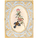 Декоративный постер с изображением птиц в раме с рельефным растительным узором Blooming Birds Poster варинант исполнения - 11 | Loft Concept в Саратове