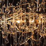 Подвесная люстра в виде ветвей деревьев золотого цвета с прозрачными подвесками-каплями 10 и 14 ламп Droplet Chandelier варинант исполнения - 6 | Loft Concept в Саратове