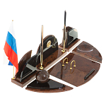 Настольный письменный набор с часами из природного камня обсидиана Oval Office варинант исполнения - 2 | Loft Concept в Саратове