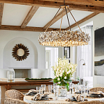 Люстра круглая с абажуром из устричных раковин Sea Ravens варинант исполнения - 4 | Loft Concept в Саратове