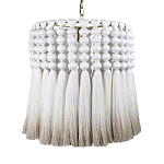 Подвесной светильник круглый плетеный с белой бахромой Braided Bundle of Ears варинант исполнения - 1 | Loft Concept в Саратове