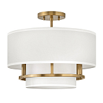 Потолочный светильник с двухслойным белым текстильным абажуром Hinkley варинант исполнения - 14 | Loft Concept в Саратове