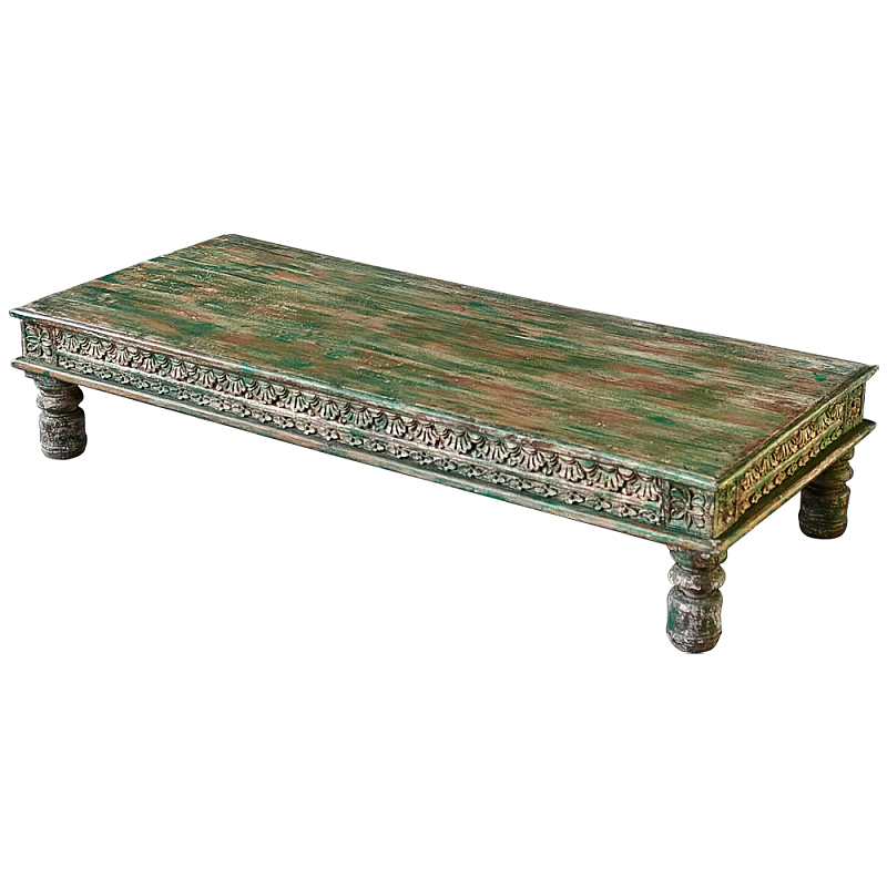 Кофейный стол из массива тропического дерева с резным декором Capellan Green Coffee Table Зеленый Коричневый Древесина Кофейный стол из массива тропического дерева с резным декором Capellan Green Coffee Table Зеленый Коричневый Древесина в Саратове | Loft Concept