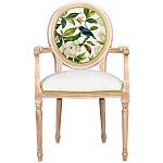 Стул с подлокотниками золотистый из бука с изображением птиц и цветов Blooming Birds варинант исполнения - 1 | Loft Concept в Саратове